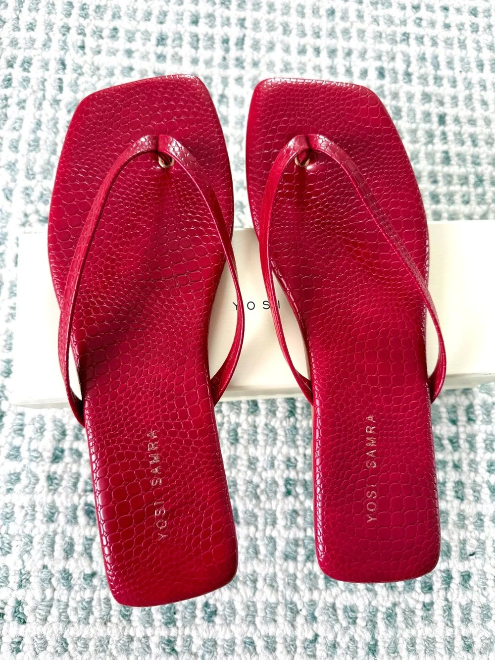 Yosi Samra Mercer Flip Flop in Red Croc